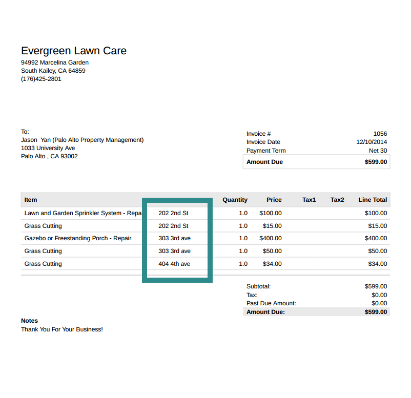 creating invoices property boss